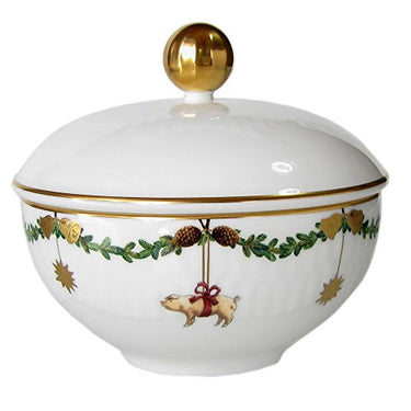 Royal Copenhagen 1021103 Star Fluted/XMAS Zuckerdose mit Deckel, Porzellan, Mehrfarbig im Sale